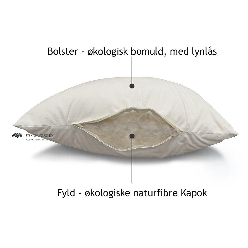 Kapok voksen pude, bomuld betræk - 60 x 63 cm